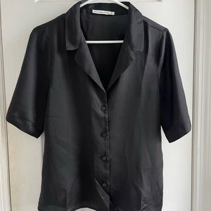 A&F satin button down top
